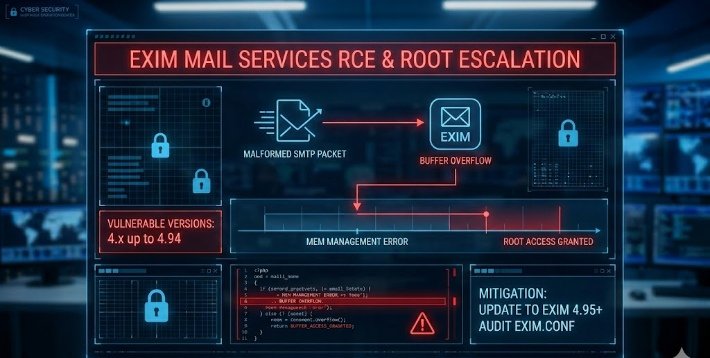ALERTA EN SERVICIOS DE CORREO: VULNERABILIDAD CRÍTICA EN EXIM PERMITE EJECUCIÓN REMOTA DE CÓDIGO (RCE) CON PRIVILEGIOS DE ROOT